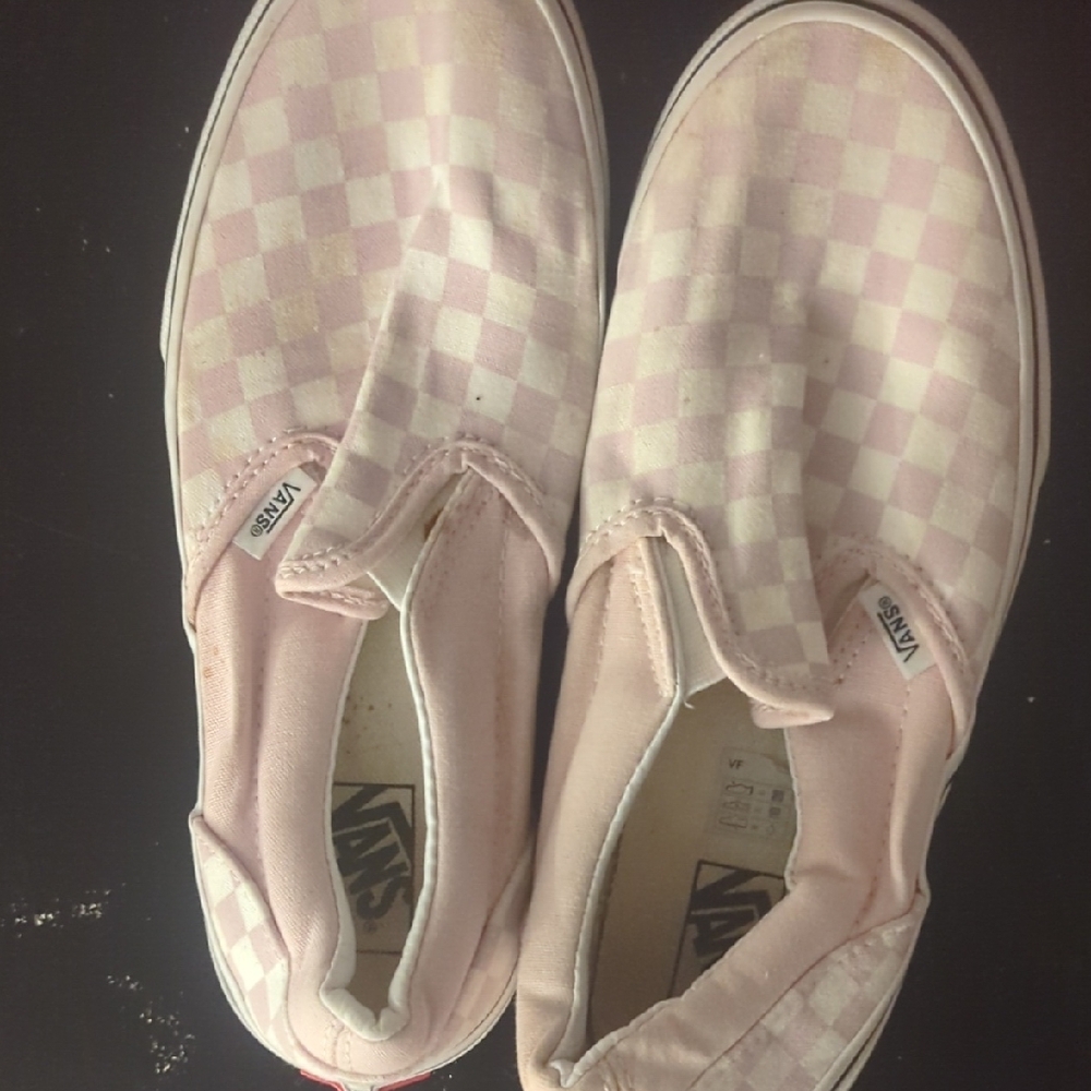 Vans Kids Light Pink Checkered Slip-On Sneakers